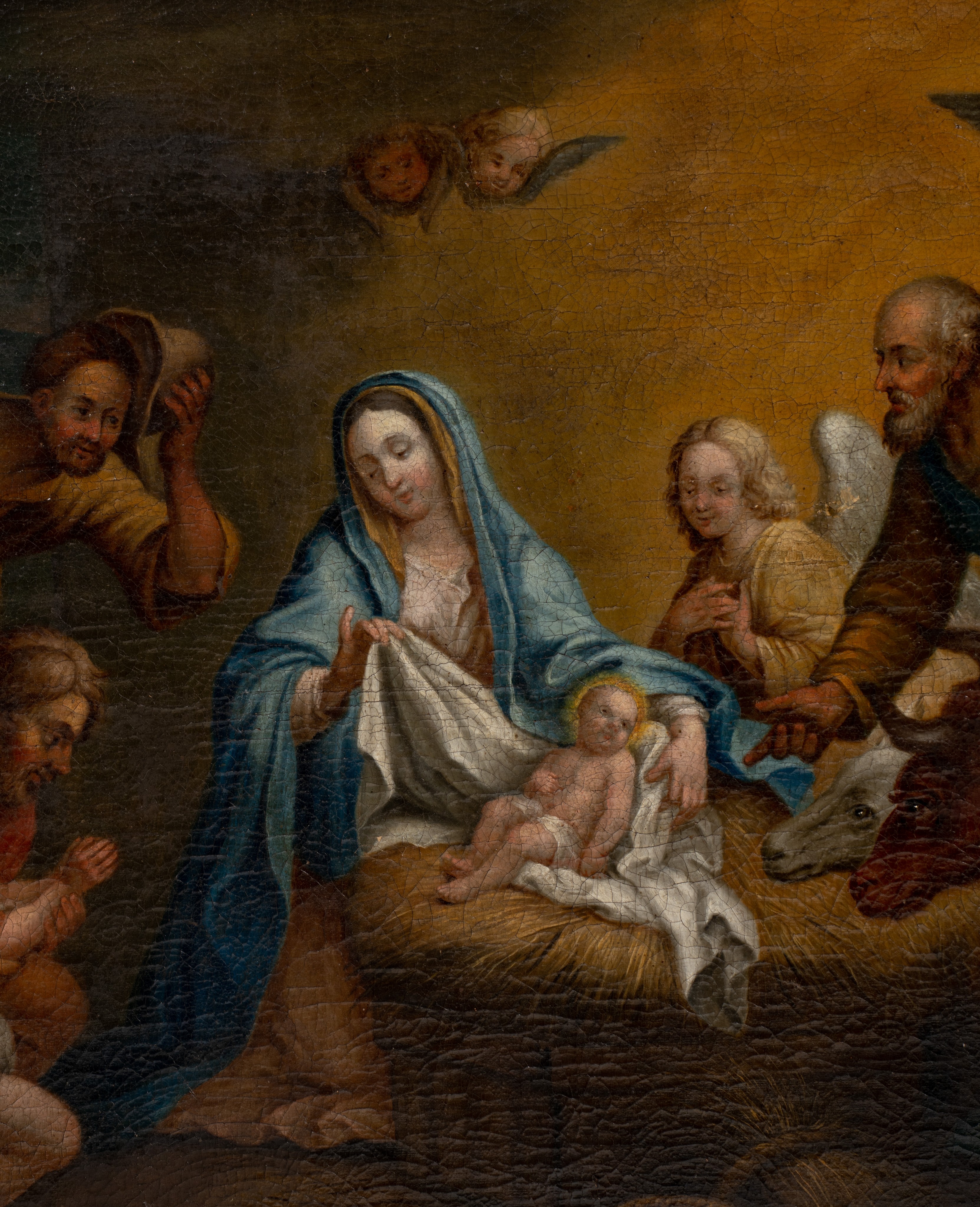 The adoration of the shepherds, 17thC, oil on canvas, 73 x 90 cm - Image 6 of 8