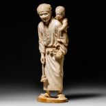 A Japanese Meiji period ivory okimono, H 31,5 cm - 1628 g (+)