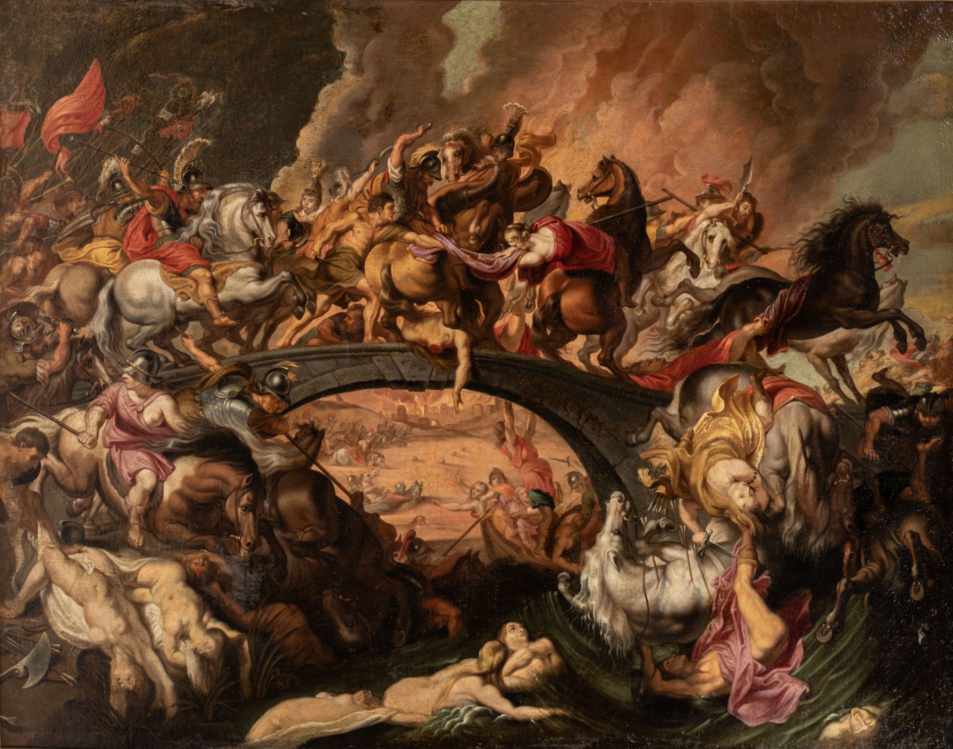 After Peter Paul Rubens, the Battle of the Amazons, oil on canvas