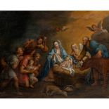 The adoration of the shepherds, 17thC, oil on canvas, 73 x 90 cm