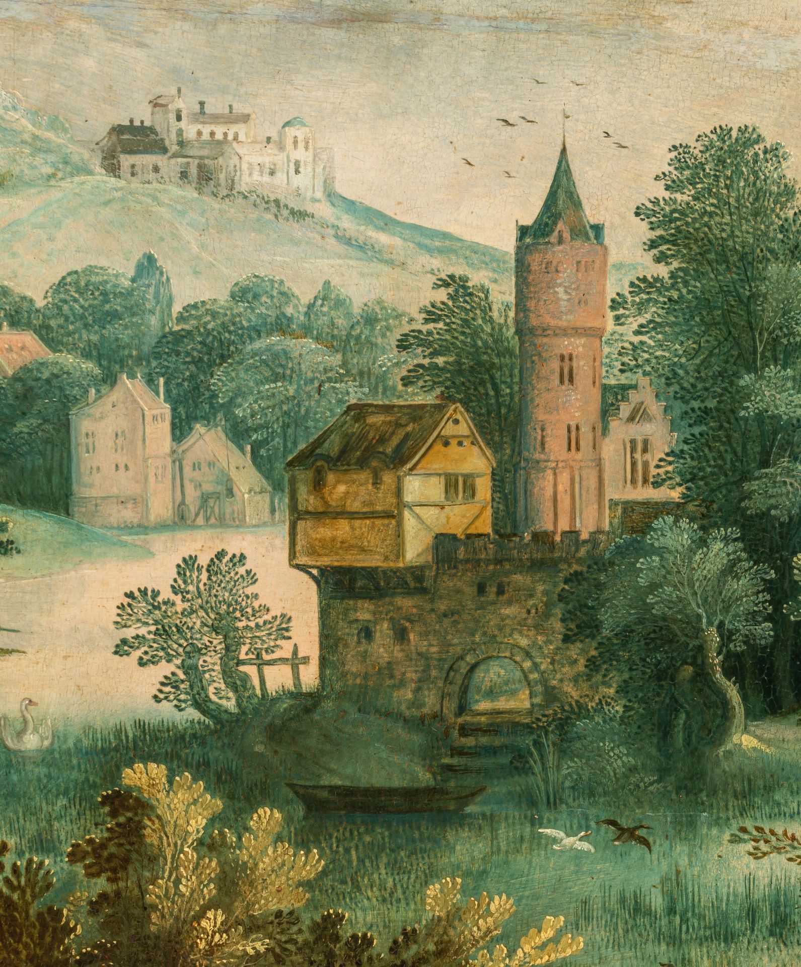 Attrib. to Jasper van der Lanen (ca. 1585 - after 1626), hunters in a landscape with a castle, oil o - Bild 6 aus 7