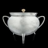 A silver-plated soup tureen with an ivory knob, marked HW & Co for Henry Wilkinson & Co, reg. no. 66