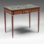 A Louis XVI style mahogany side table, 19thC, H 75 - W 89 - D 55,5 cm