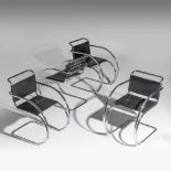 Two vintage pairs of MR20 armchairs by Ludwig Mies van der Rohe, H 81,5 - 83,5 - W 52 - 53,5 cm