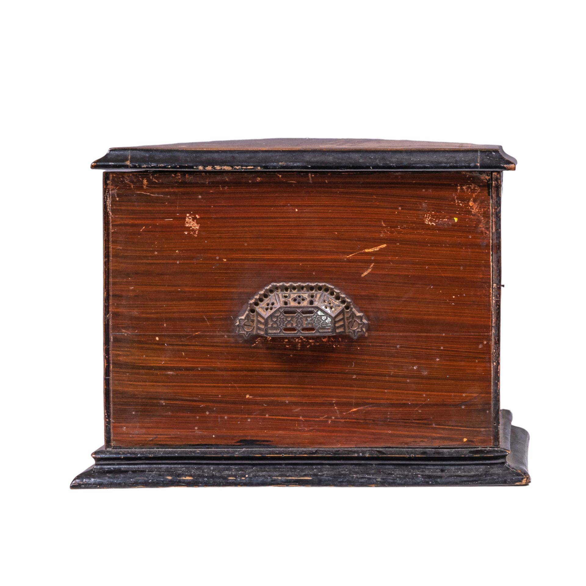 A Victorian mahogany and rosewood veneered cylinder musical box, 1920s, H 28,5 - W 70- D 37 cm - Image 3 of 10