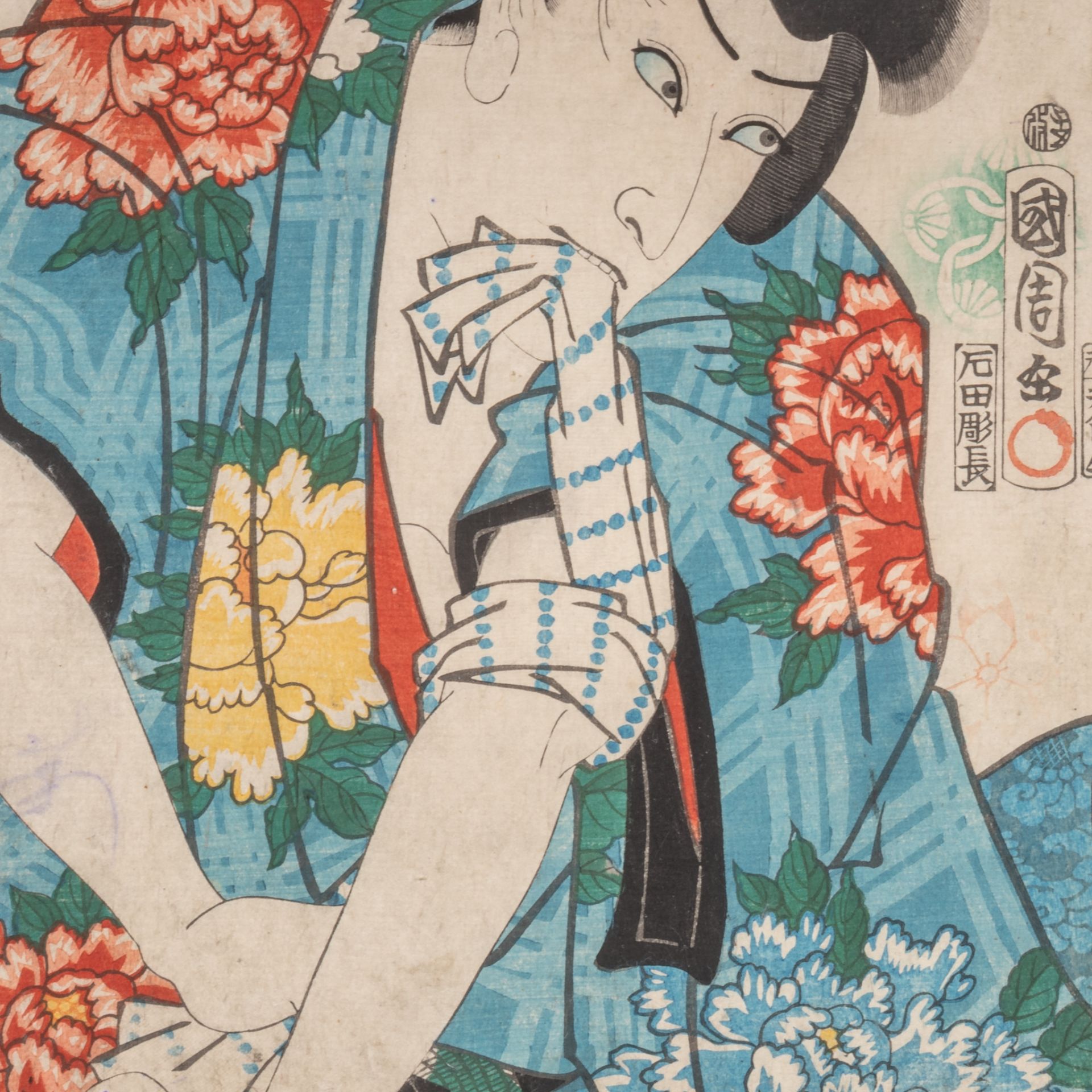 Toyohara Kunichika, portrait of the kabuki actor Ichikawa Kuzo III as 'rat boy' Jizo-Kichi, 1864, 26 - Bild 5 aus 5