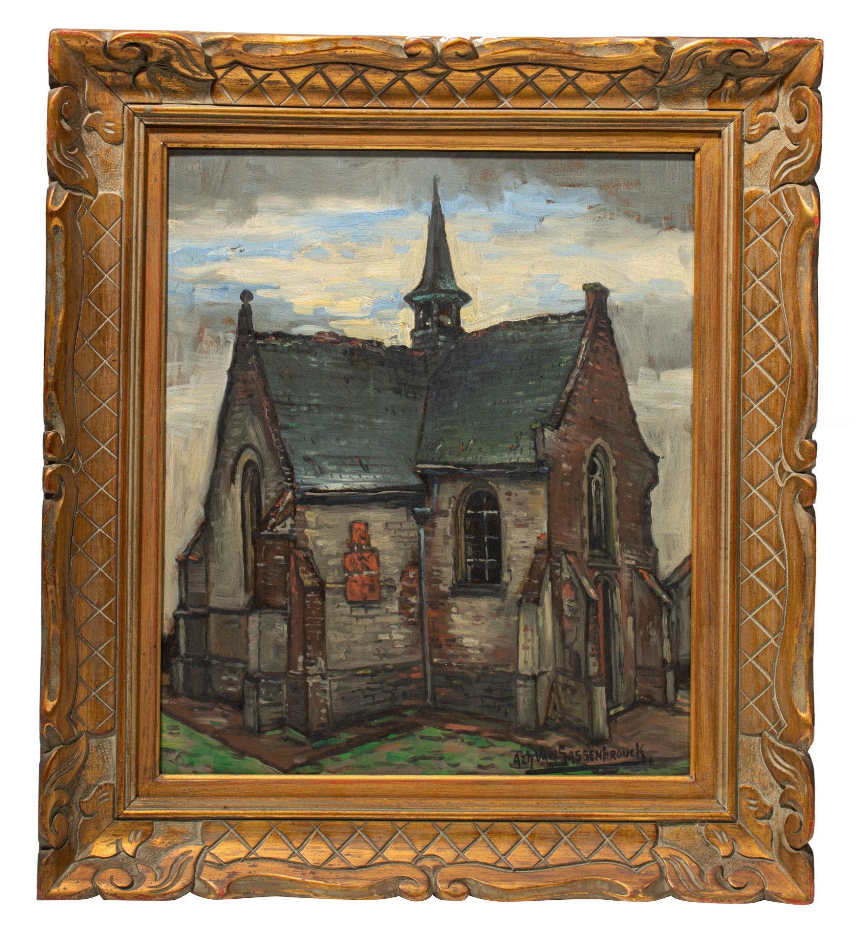 Achiel Van Sassenbrouck (1886-1979), the chapel, oil on triplex mounted on canvas 45 x 38 cm. (17.7 - Bild 2 aus 5