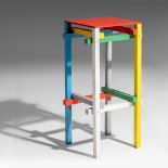 A colourful design occasional table by Frans Van Praet (1937), H 85 cm