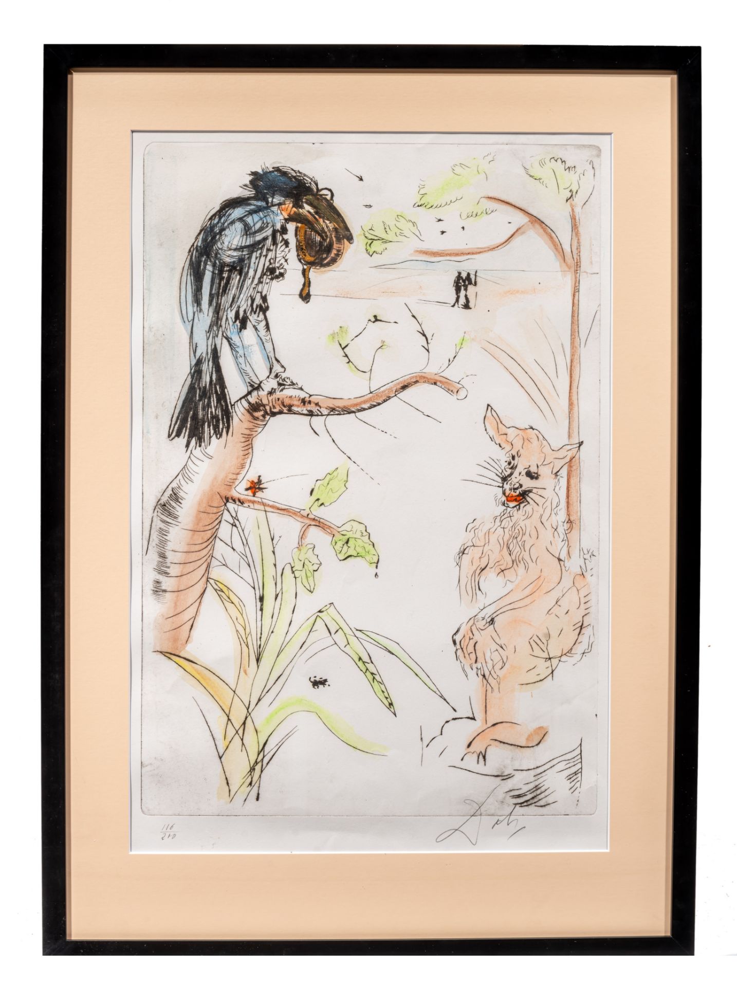 Salvador Dali (1904-1989), 'Le corbeau et le renard', 1974, etching and stencil, No 116/210 58 x 40 - Bild 2 aus 8