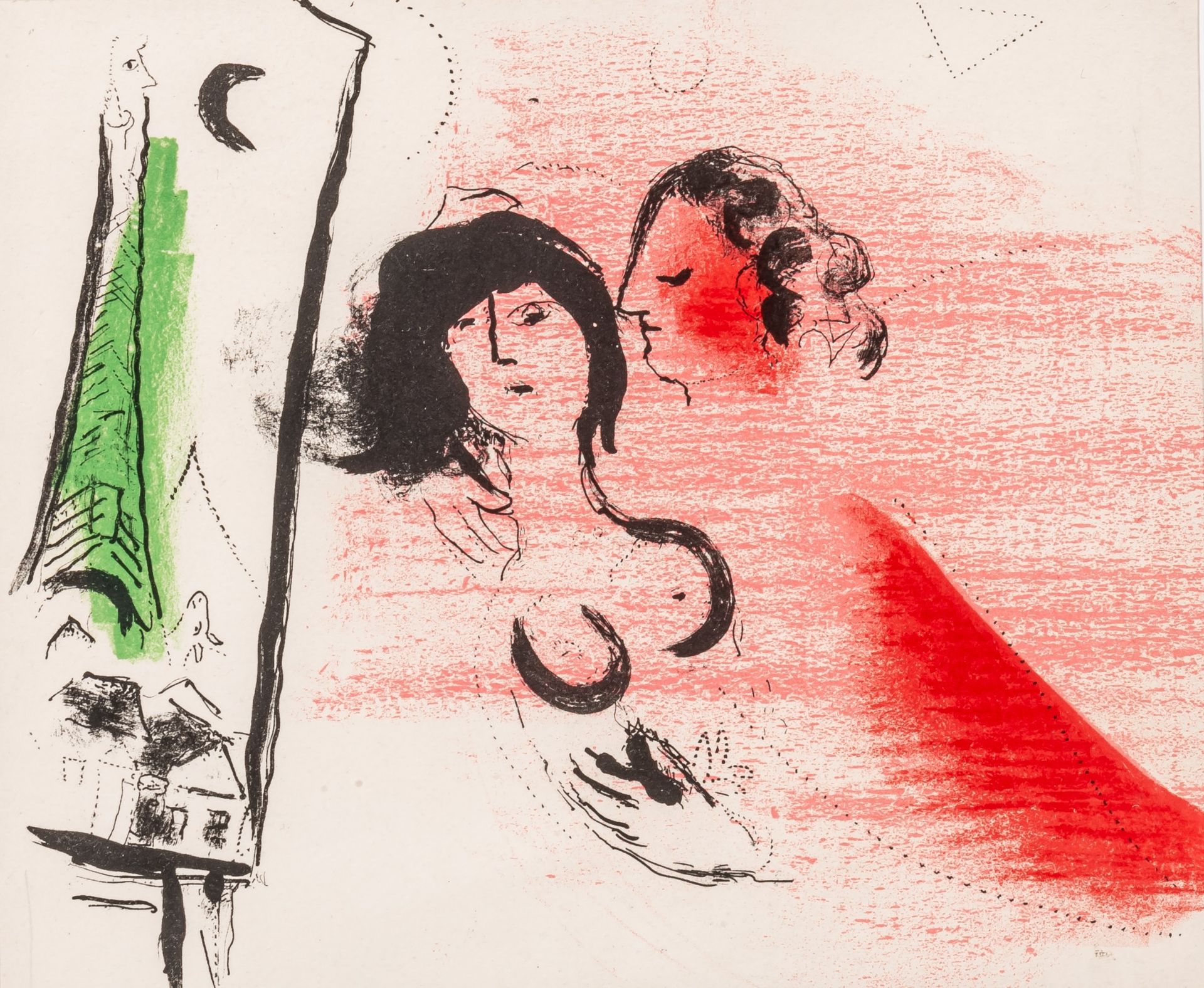 Marc Chagall (1887-1985), 'La Tour Eiffel verte', Mourlot edition, lithograph on Arches paper 20 x 2