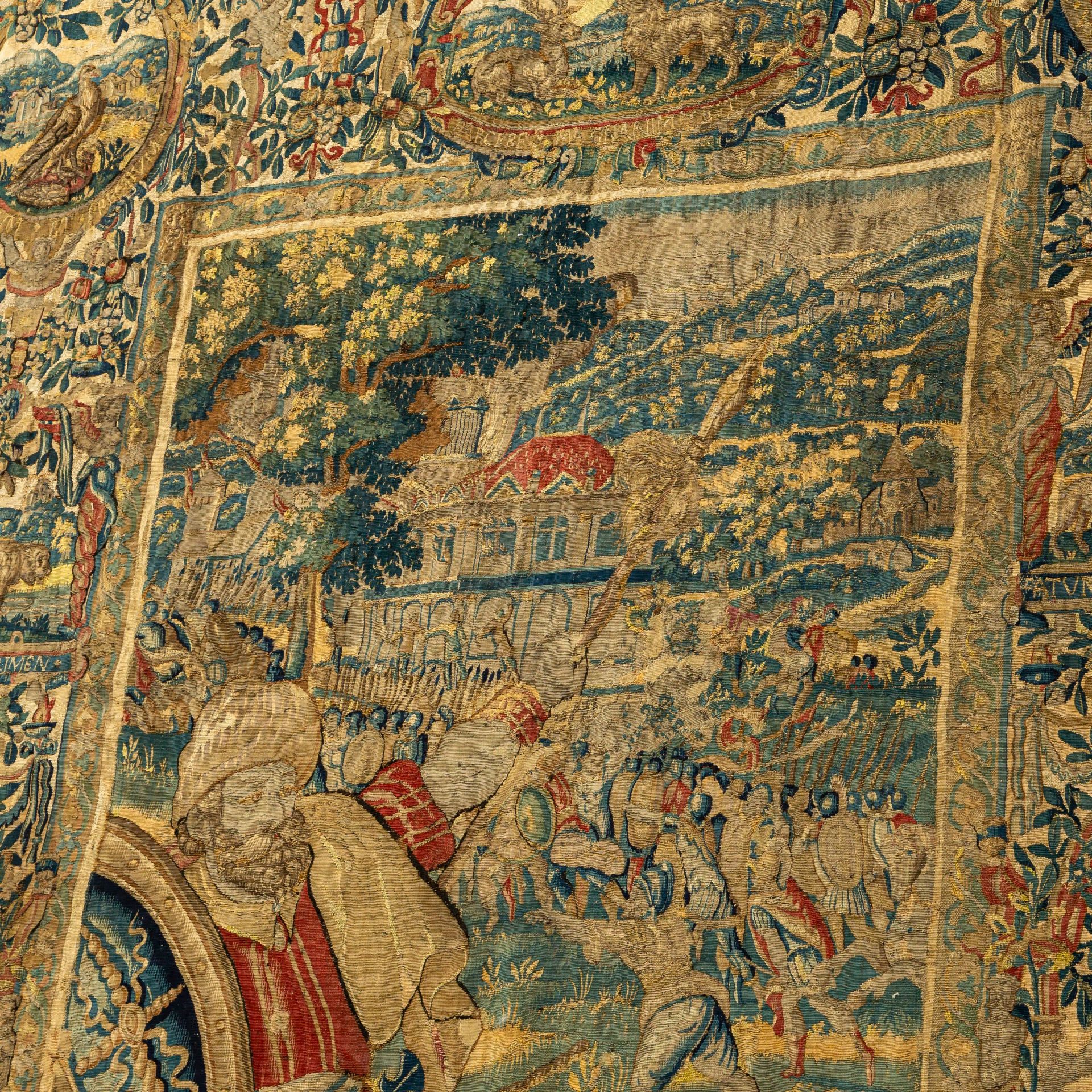 A 16thC Brussels wall tapestry depicting a battle scene, ca 1575-1585, 186 x 306 cm - Image 8 of 11