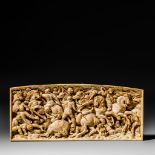 A rectangular mammoth ivory plaque, probably French or German, second half 19thC, 25,5 x 10,8 cm - 4