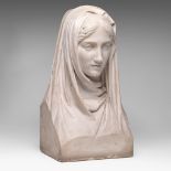 A marble bust of a Vestale virgin, Italy, 19thC, H 52 cm