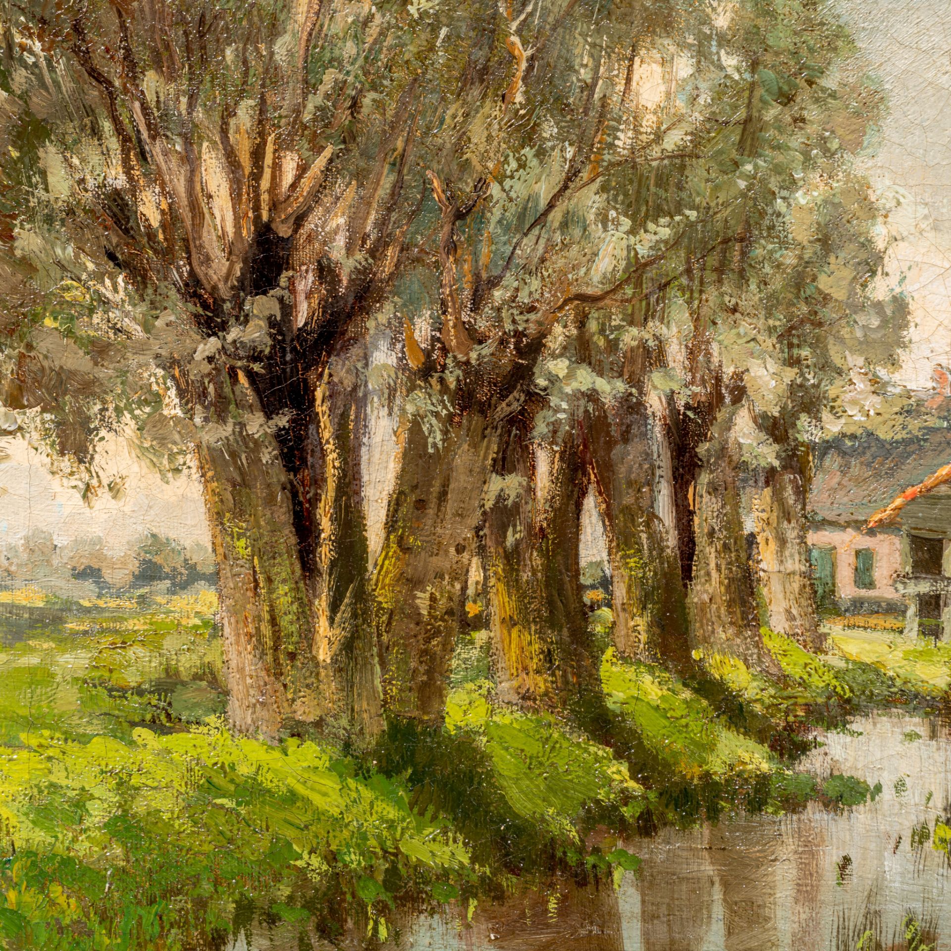Frans Vandamme (1858-1925), cows in the meadow near a ditch, oil on canvas 36 x 54 cm. (14.1 x 21.2 - Bild 8 aus 8