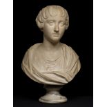 A marble bust of Faustina the younger, Italy, 18thC, H 60 cm