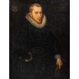 The three-quarter portrait of a proud man, age 25, wearing a ruff, the Low Countries, oil on oak 105