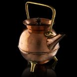 A water kettle in yellow and red copper, marked Benhams & Froud, 1882-85, H 22,5 cm