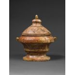 A marble urn with lid, with gilt bronze mounts, Italy, 18thC, H 27 - W 29 cm