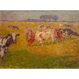 Modest Huys (1874-1932), cows in the meadow, 1913, oil on triplex 30 x 39 cm. (11.8 x 15.3 in.), Fra