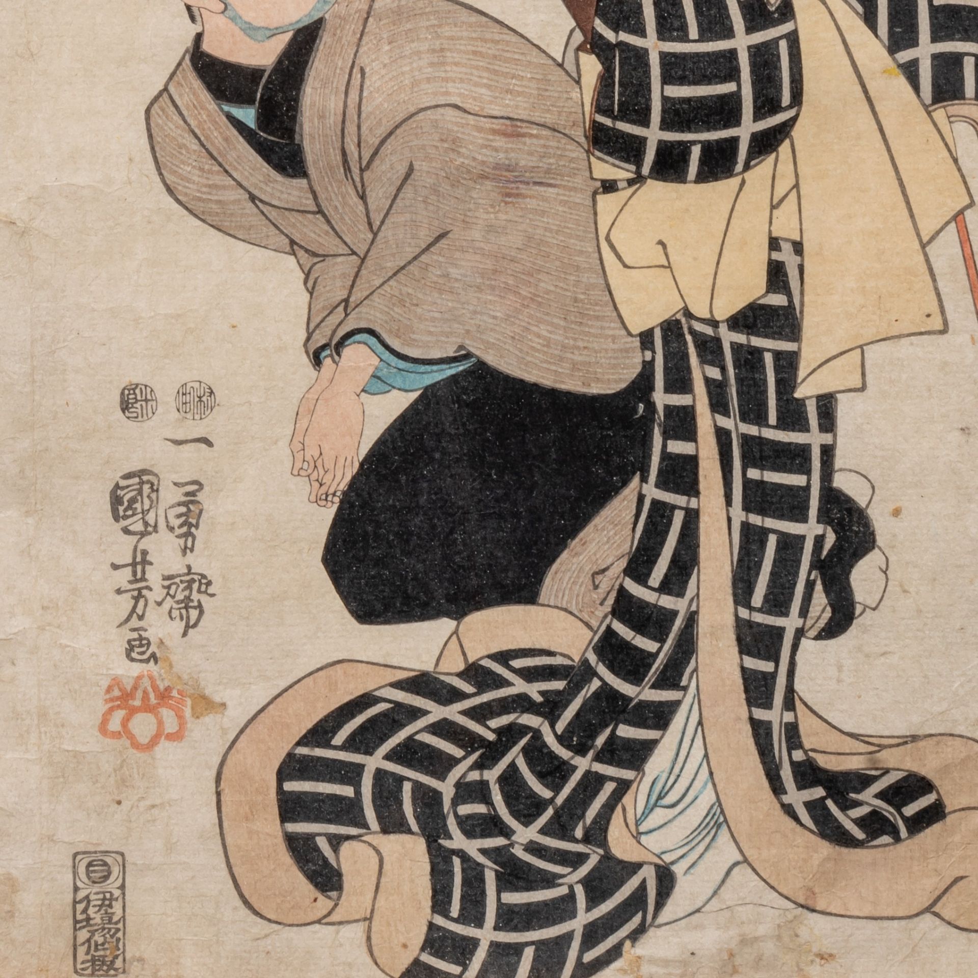 Kuniyoshi, two woodblock prints of kabuki scenes, probably ca 1845, 35,5 x 55 cm / 37,5 x 50 cm - Bild 6 aus 11