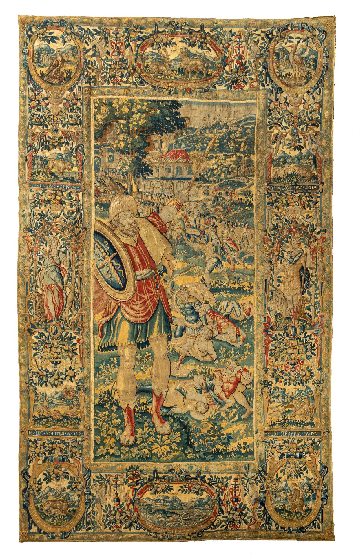 A 16thC Brussels wall tapestry depicting a battle scene, ca 1575-1585, 186 x 306 cm