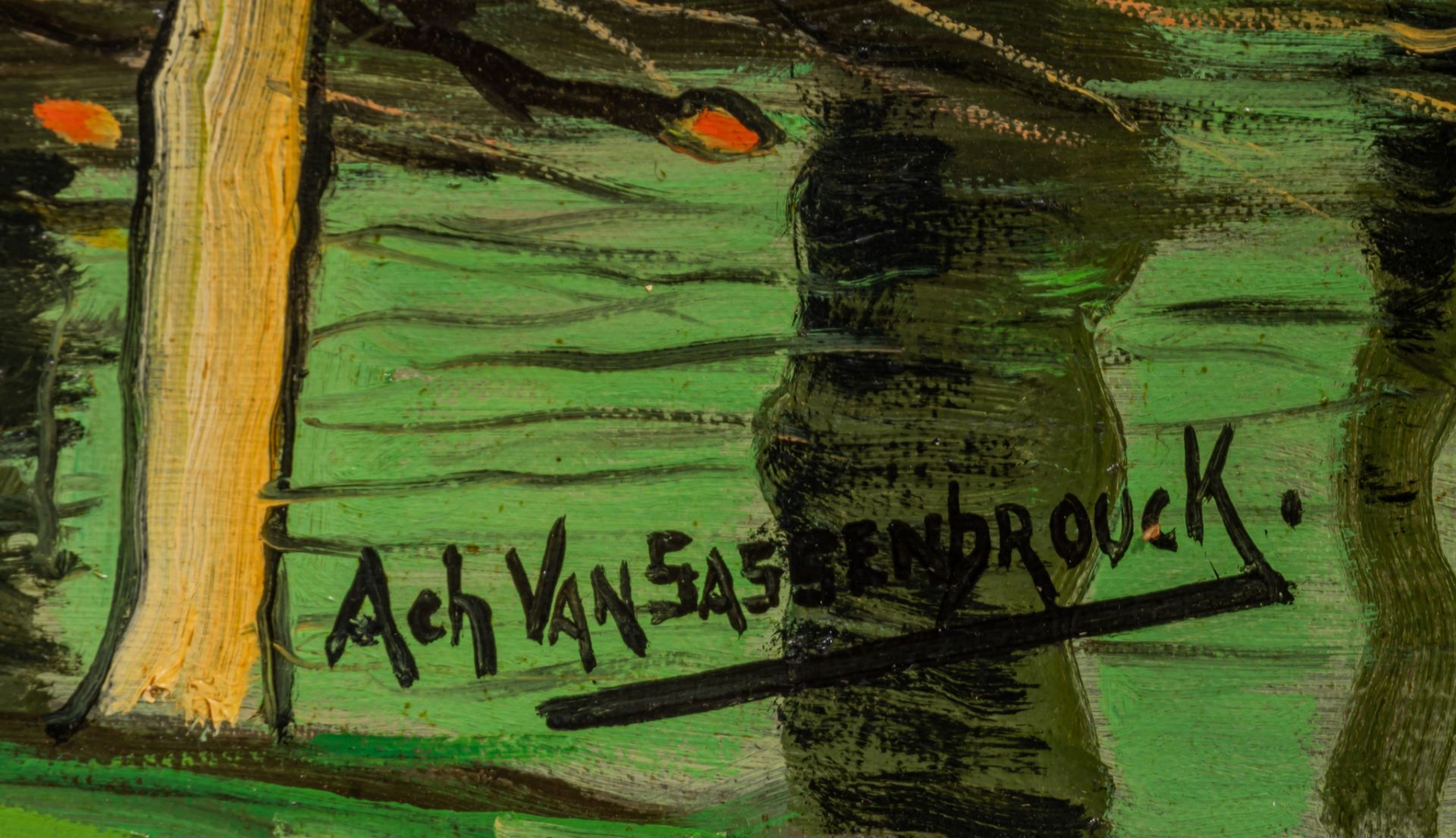 Achiel Van Sassenbrouck (1886-1979), pollard willows near the pond, oil on canvas 45.5 x 55 cm. (17. - Bild 4 aus 4
