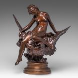 Jules Roulleau (1855-1895), 'L'enlevement', brown patinated bronze, H 55 cm