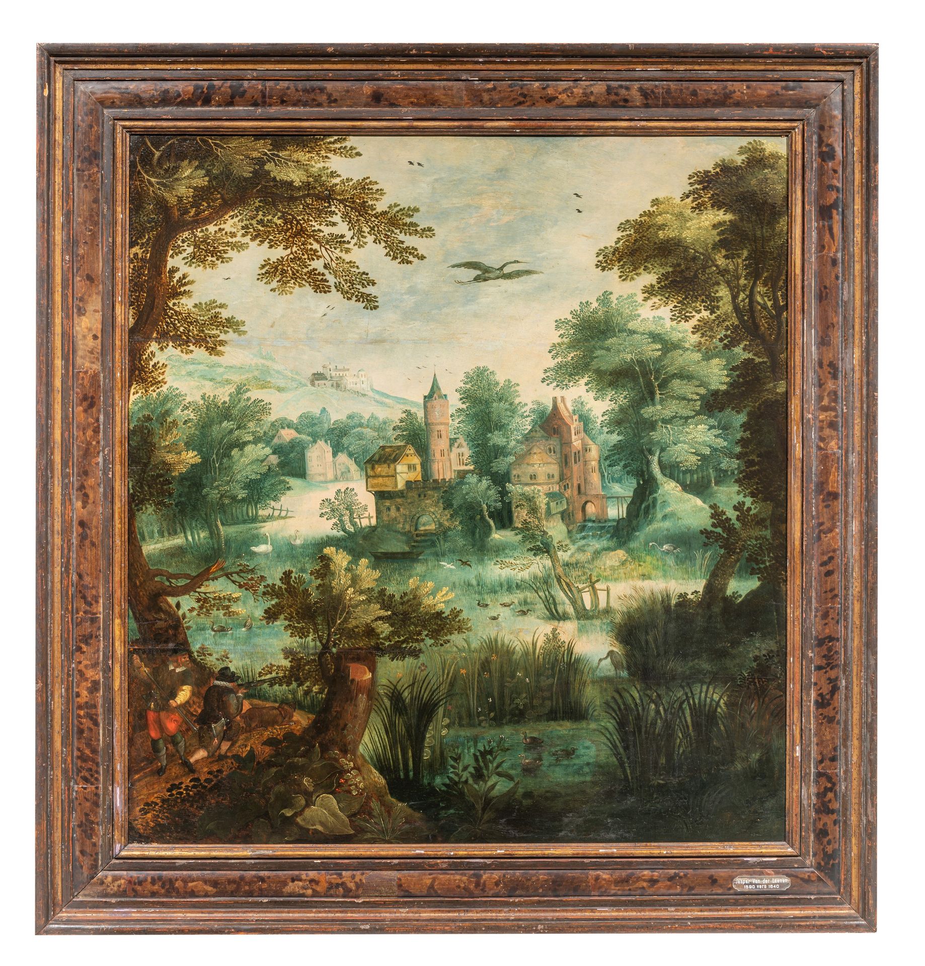 Attrib. to Jasper van der Lanen (ca. 1585 - after 1626), hunters in a landscape with a castle, oil o - Bild 2 aus 7