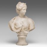 A Carrara marble bust of Diana, H 61 cm