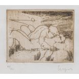 Floris Jespers (1889-1965), kissing couple in the dunes, etching, No 11/100, 107 x 135 mm