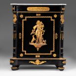 A Napoleon III ebonised 'meuble d'appui' with gilt bronze mounts and a Carrara marble top, H 106 - W