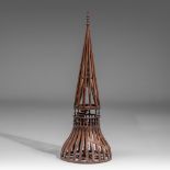 An architectural wooden model of a church spire, H 120 cm