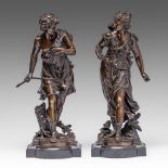 Eutrope Bouret (1833-1906), Diana and Hermes, patinated bronze, H 38 cm