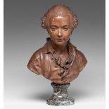 Augustin Pajou (1730-1809), bust of a boy, patinated terracotta on a marble base, H 52 cm