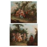 A pair of pendant paintings of gallant scenes in a garden setting, 18thC, oil on canvas, 78 x 91 cm
