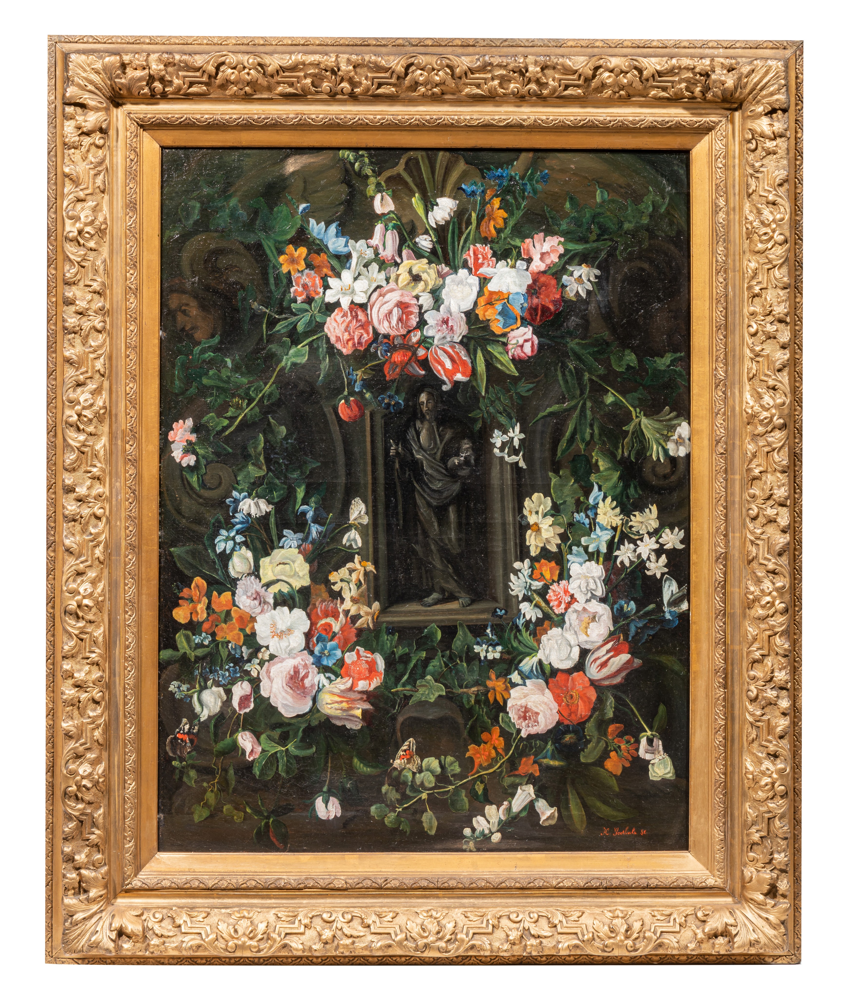 H. Goethals, a pair of pendant trompe l'oeils, 1886, oil on canvas in giltwood frame 100 x 75 cm. (3 - Image 9 of 13