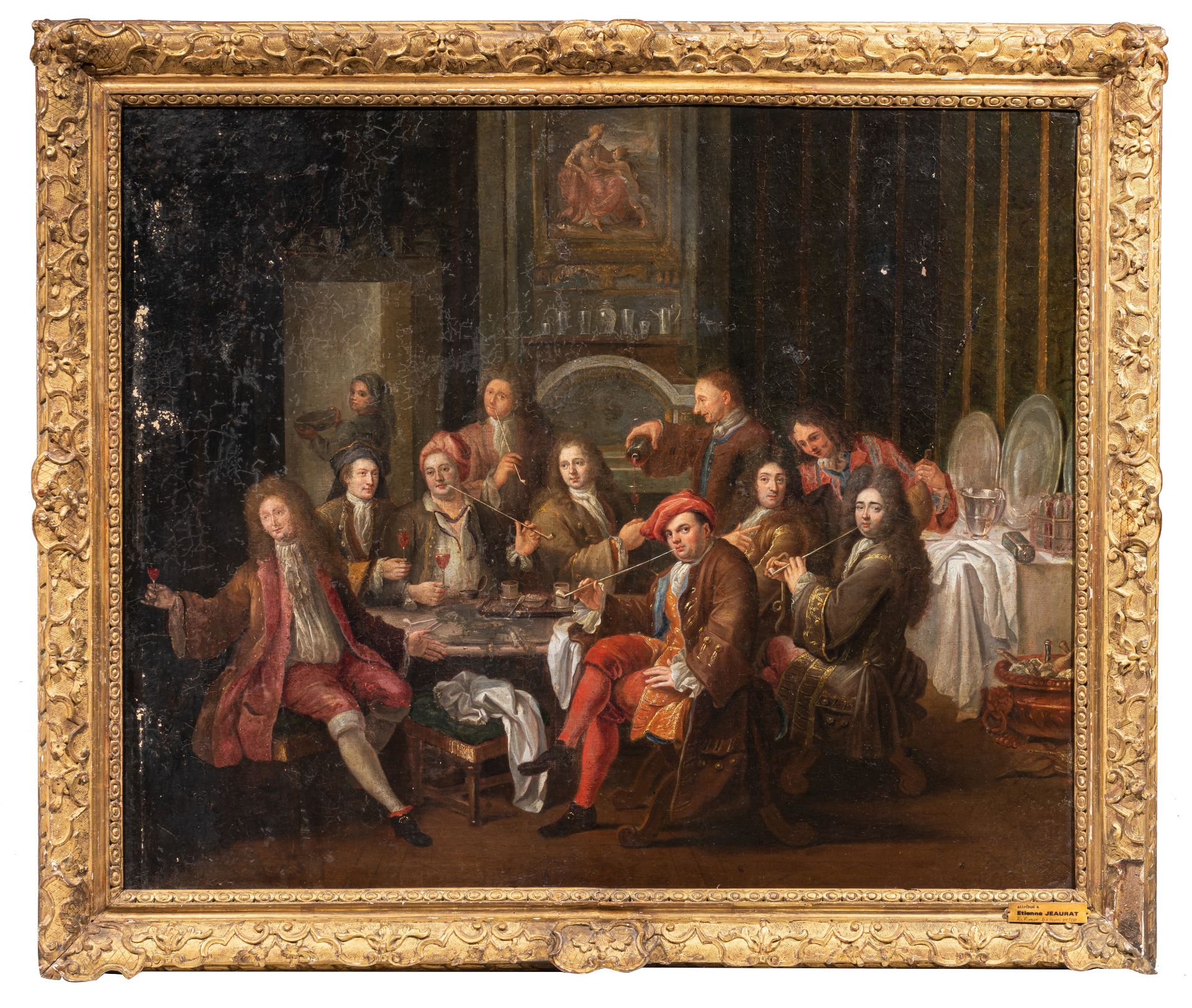 Attrib. to Etienne Jeaurat (1699-1789), drinking bout of the village dignitaries, mid 18thC, oil on - Bild 2 aus 6