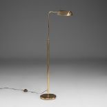A mid-century brass adjustable floor lamp by Holtkötter, H 139 cm
