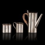 A silver-plated coffee set, marked RD 539047, 1909, H 3,3 - 10,5 cm