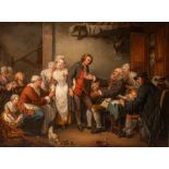After Jean-Baptist Greuze (1725-1805), 'L'Accordee de village', oil on canvas 68 x 89 cm. (26.7 x 35