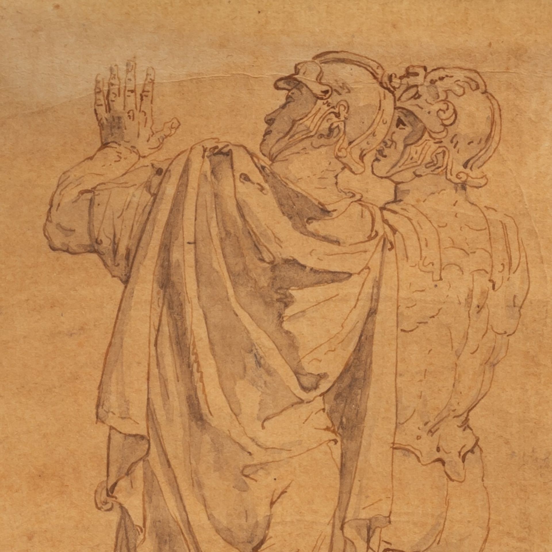 Two quarrelling soldiers seen from behind, Italian School, 17thC, brown ink and wash on paper 21 x 1 - Bild 4 aus 4