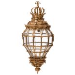 A large gilt bronze 'Versailles' type lantern, H 110 cm