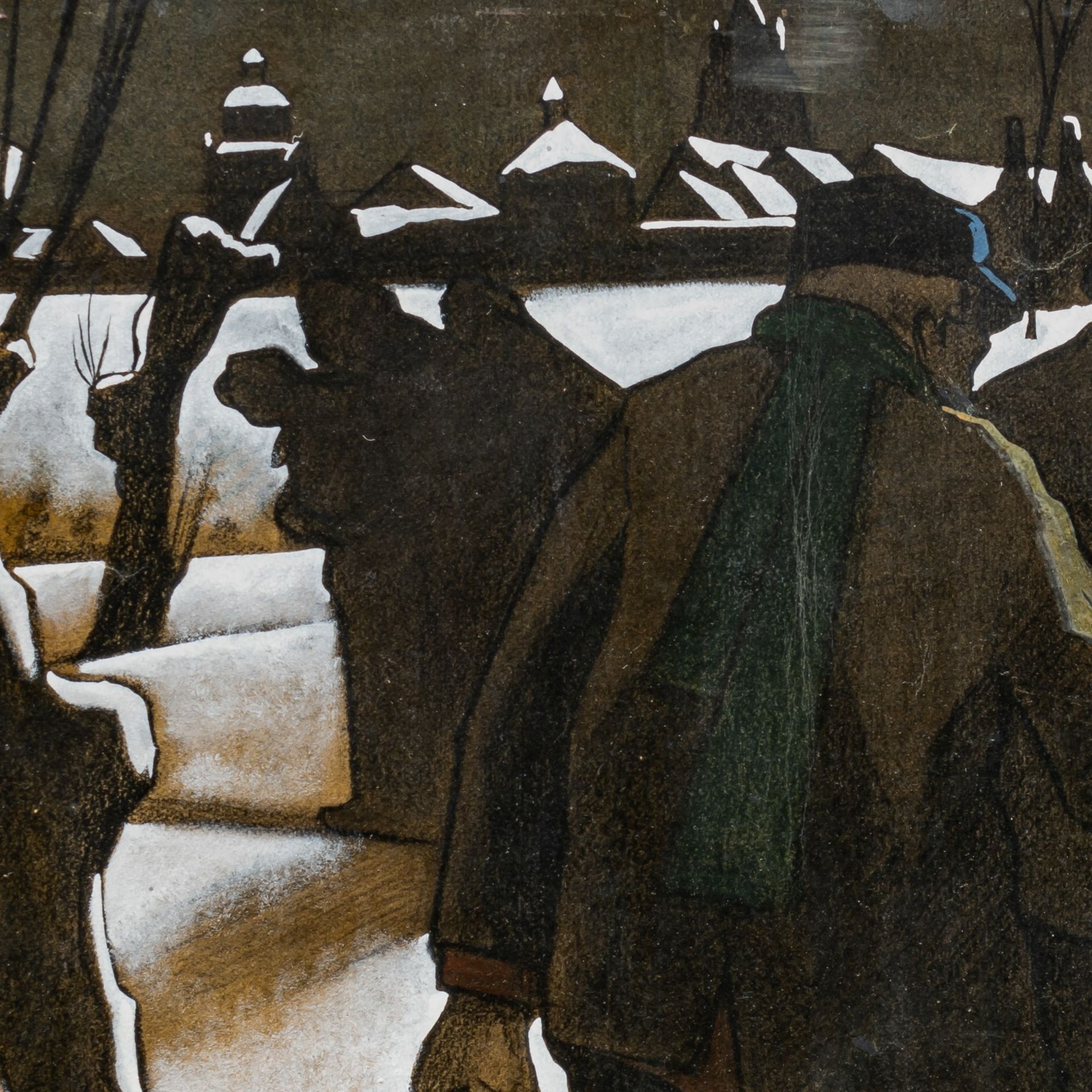 Achiel Van Sassenbrouck (1886-1979), figures in a winter landscape, charcoal and gouache on paper 56 - Bild 5 aus 6