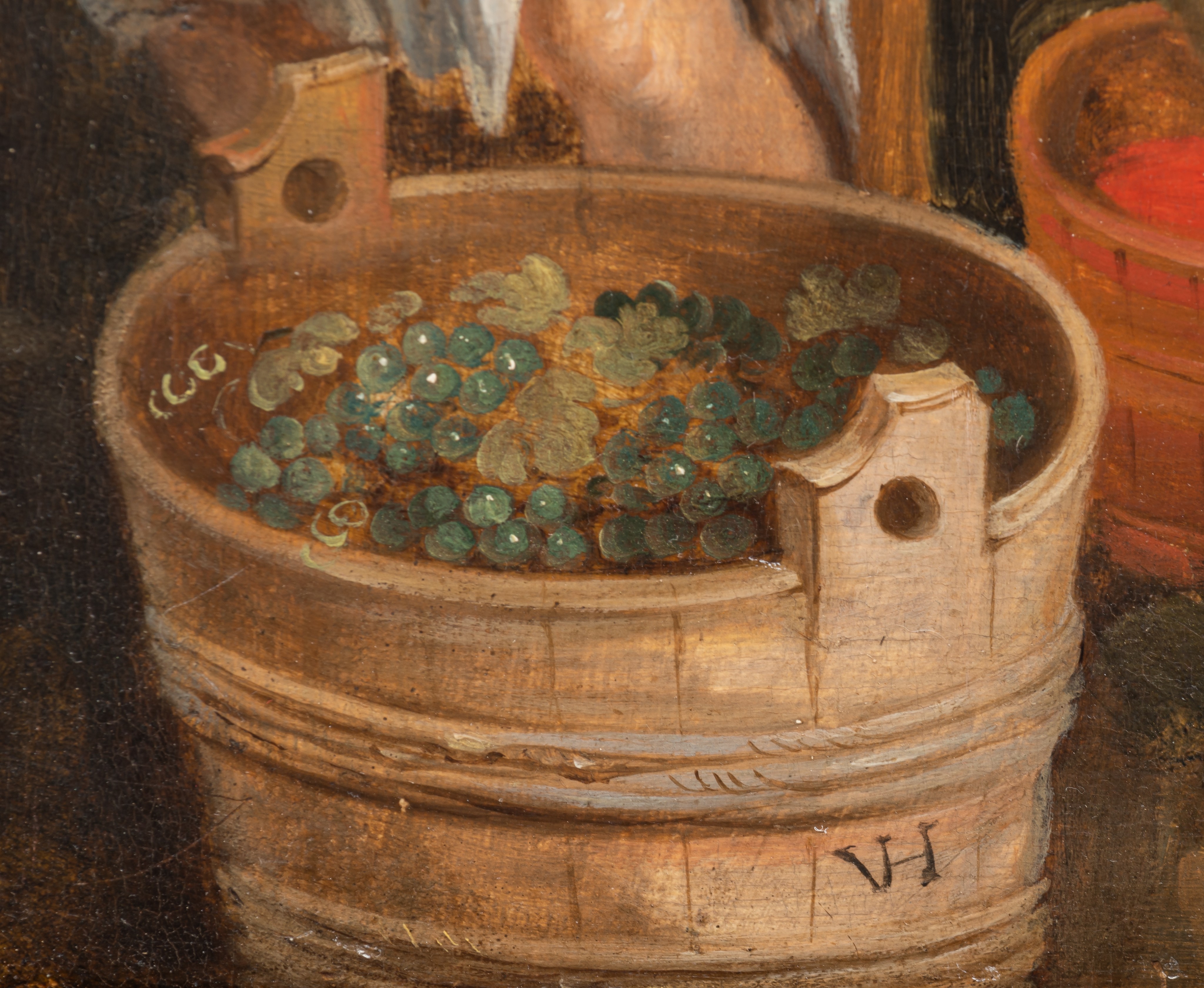 Monogrammed 'V.H.' (follower of Peter Paul Rubens), the grape harvest, oil on panel, 38 x 64 cm - Image 4 of 8