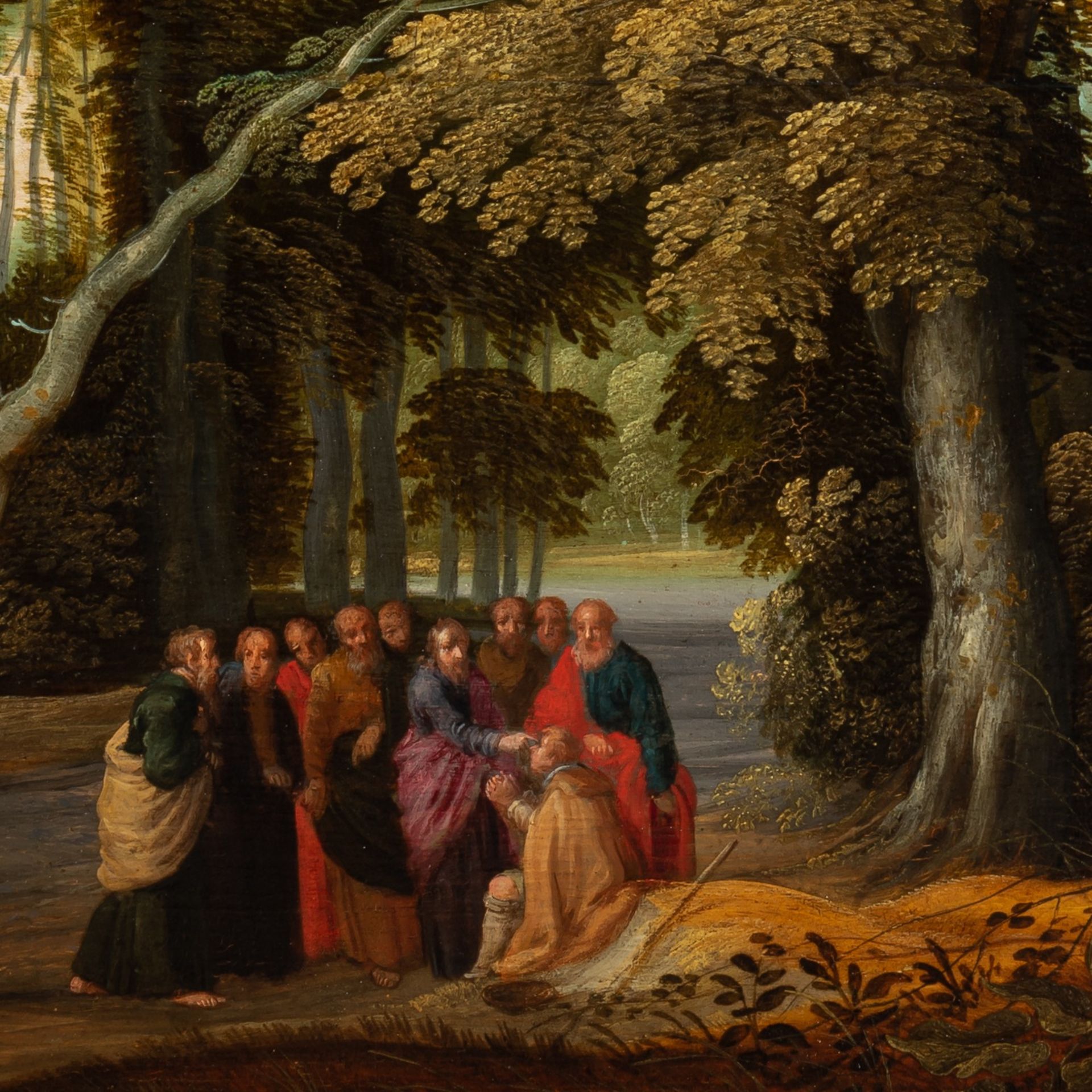 A forest landscape with one of Christ's miracles, first half of the 17thC, the Southern Netherlands, - Bild 5 aus 6