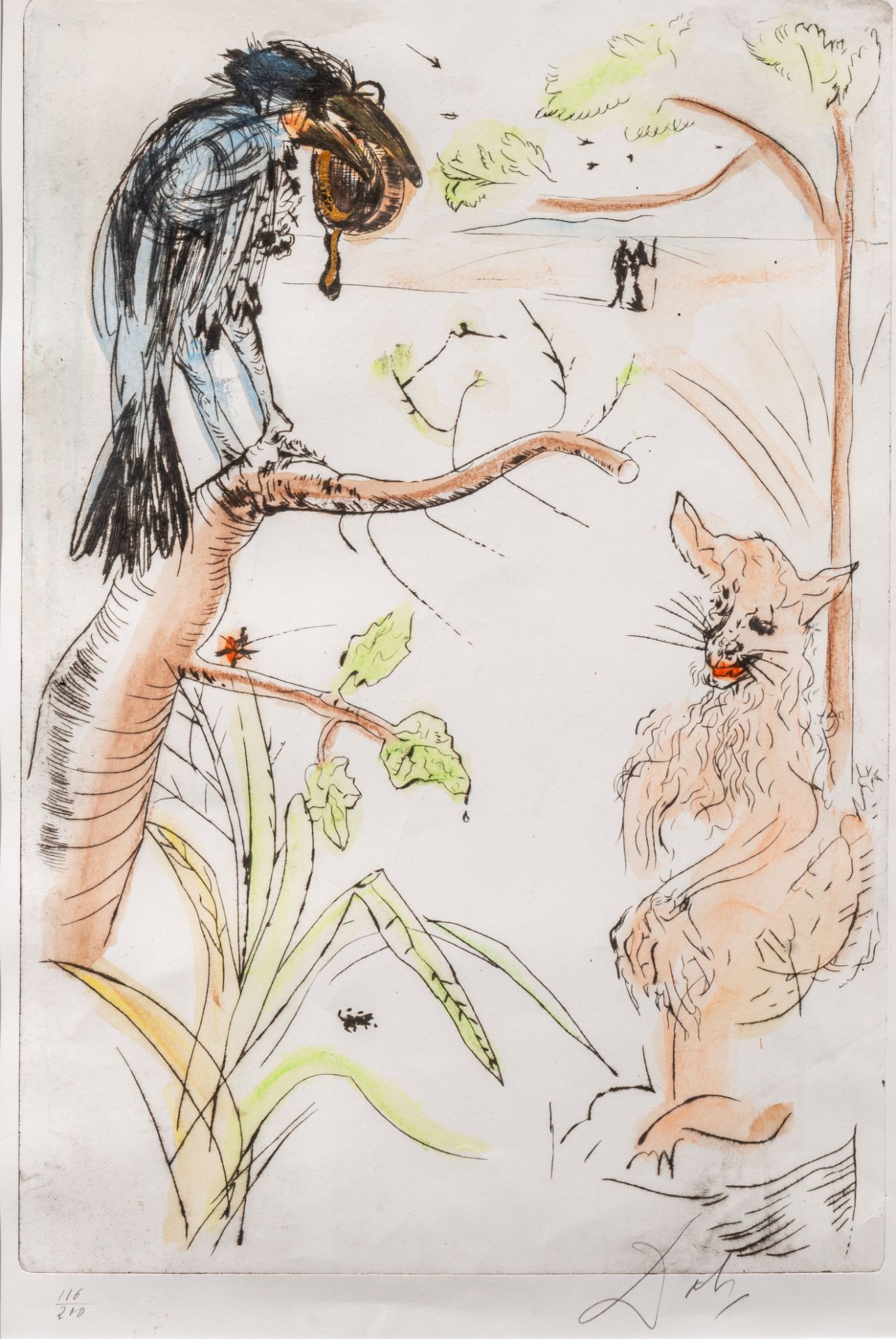 Salvador Dali (1904-1989), 'Le corbeau et le renard', 1974, etching and stencil, No 116/210 58 x 40