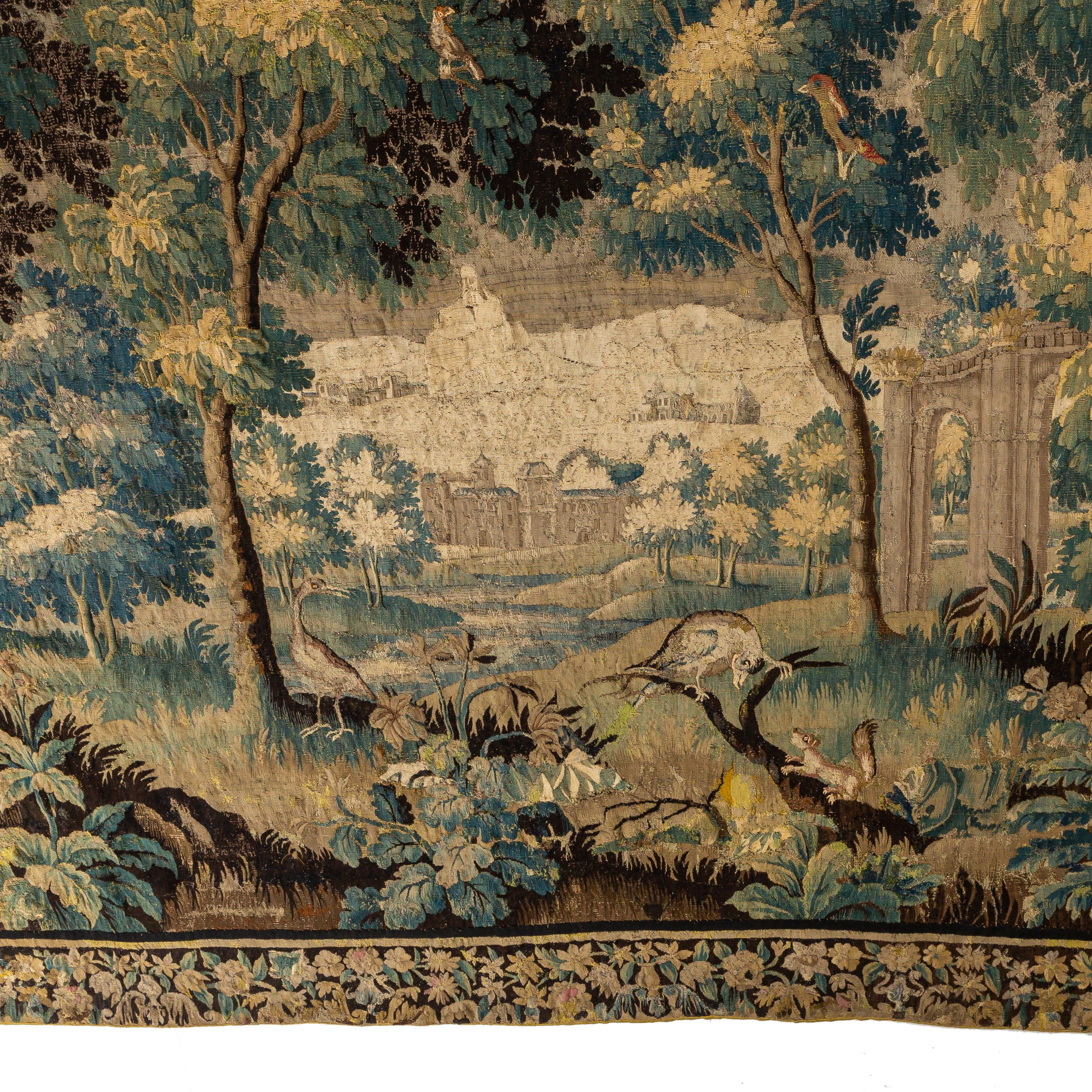 A 17thC verdure wall tapestry, Oudenaarde, ca 270 x 390 cm - Image 5 of 12