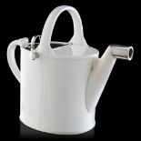A porcelain watering can with a silver-plated mount, marked Hukin & Heath 16208, 1885-1890, H 19 cm