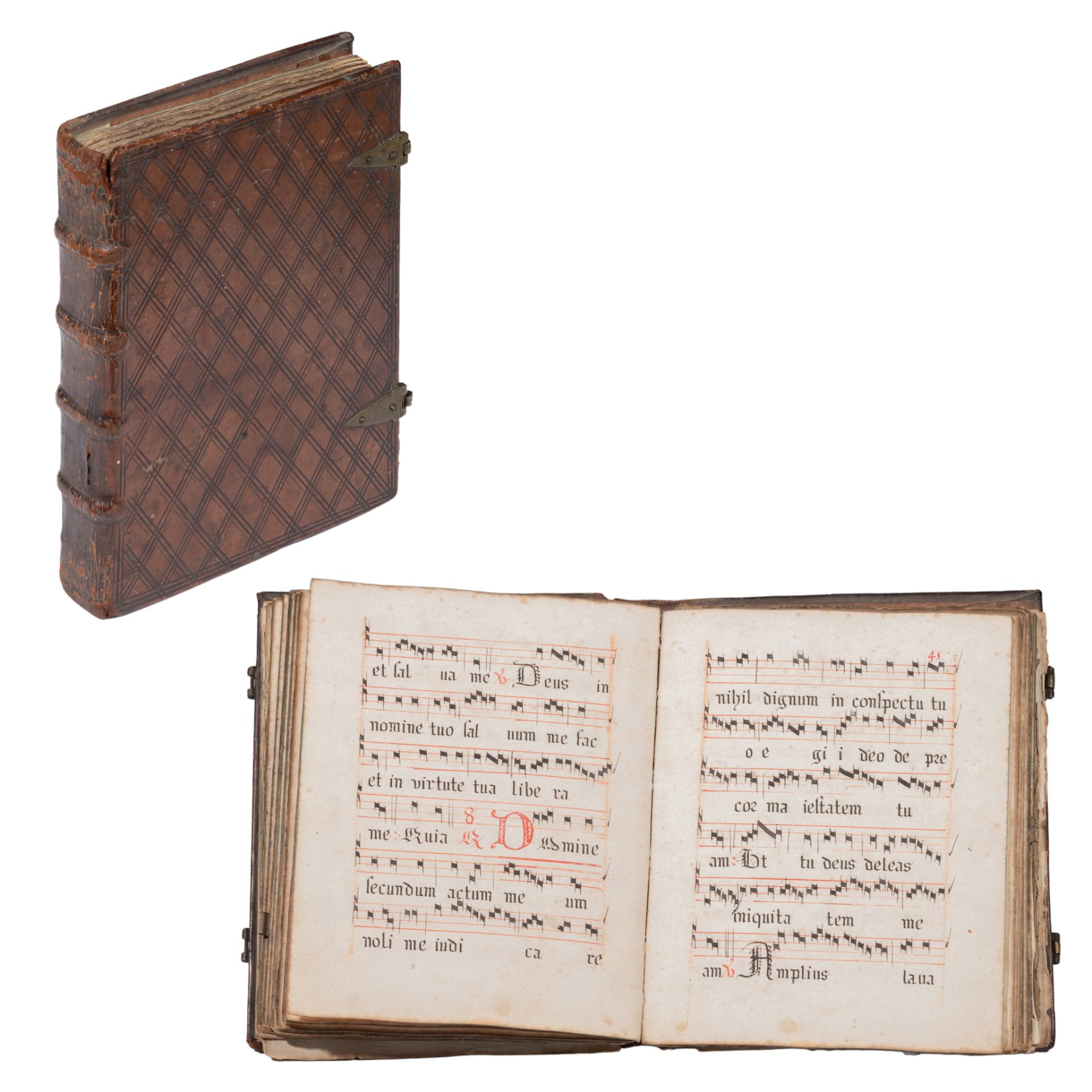 A Flemish psalm manuscript, leather binding with brass clasps, 15th/16thC, 22,5 x 17 cm
