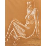 Jean Brusselmans (1884-1953), reclining nude, 1949, white chalk on paper, 57 x 72 cm